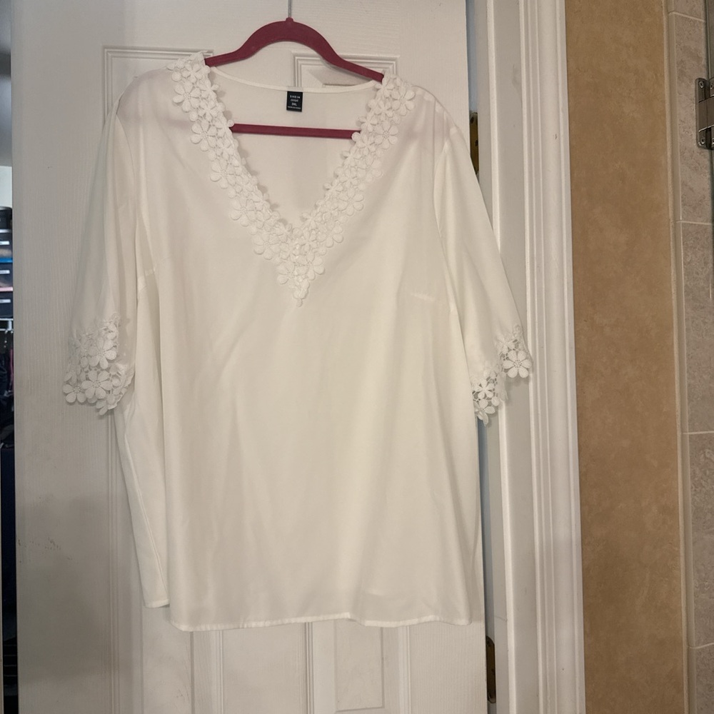 SHEIN Cream Relaxed Ruffled Blouse
